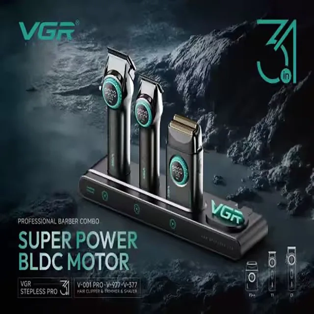 Набор для стрижки волос 3в1 VGR V-001PRO Черный
