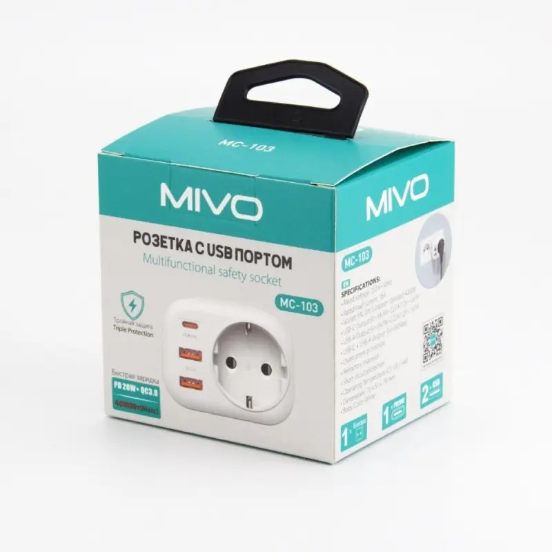 Розетка с USB портом MIVO MC-103