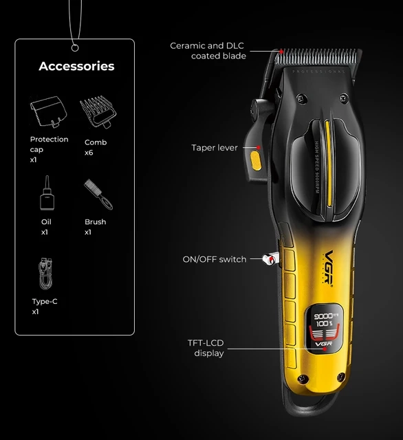 Машинка для стрижки волос VGR V-026 Красная