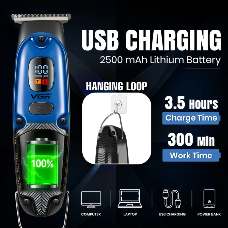 Триммер для стрижки волос VGR V-981 Синий