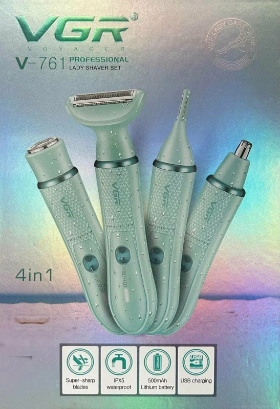 Эпилятор Набор 4в1 VGR V-761 Зеленый