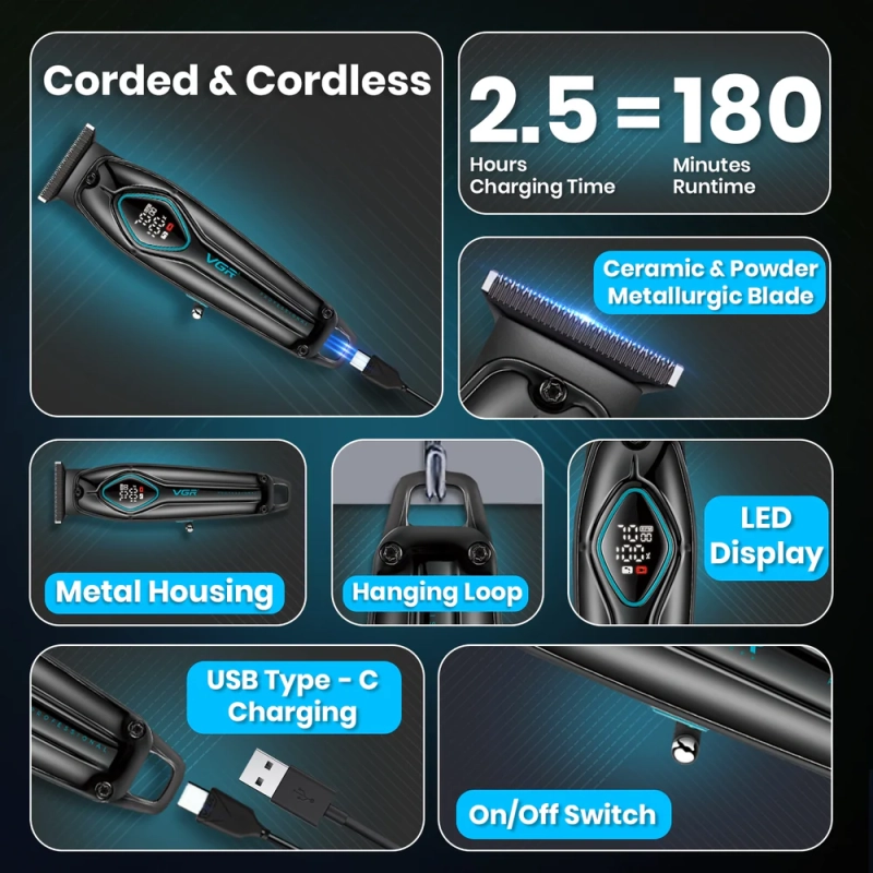 Триммер для стрижки волос VGR V-945 Черный Триммер для стрижки волос VGR V-945 Черный