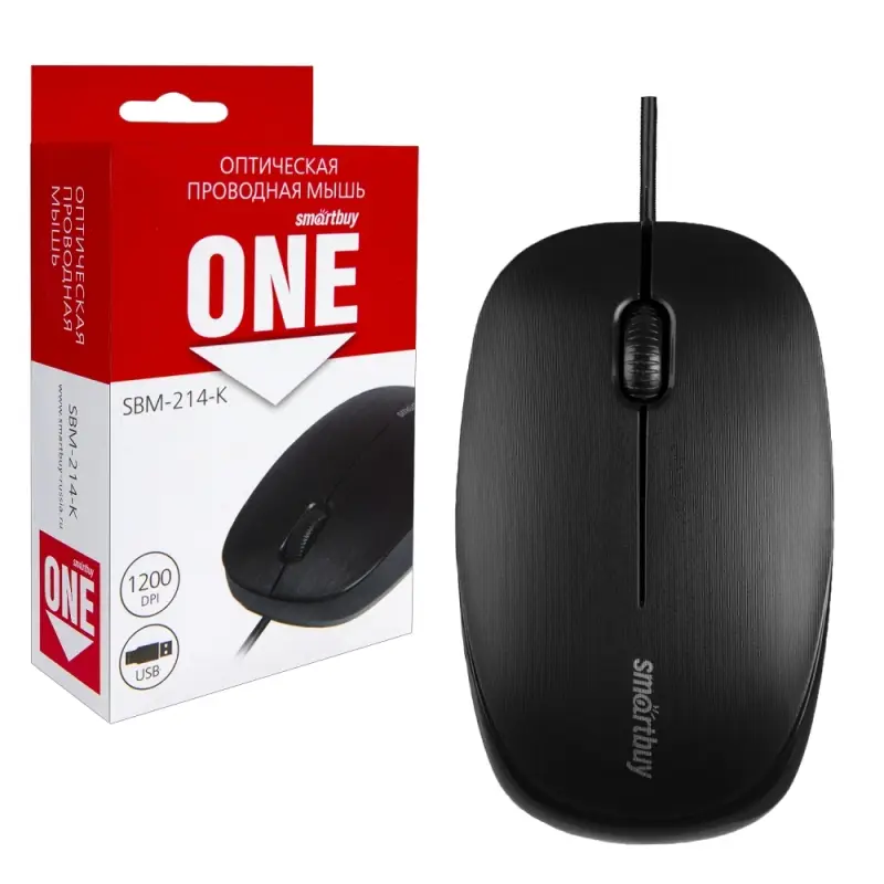 Мышь проводная Smartbuy ONE 214-K черная (SBM-214-K) / 100