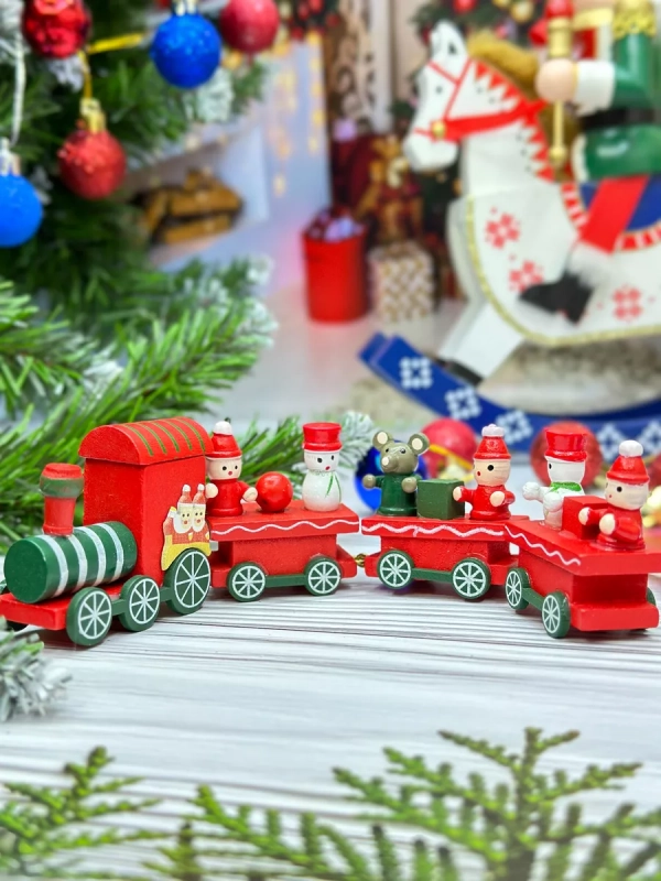 Новогодний паровозик 3 вагонч.20*5см
