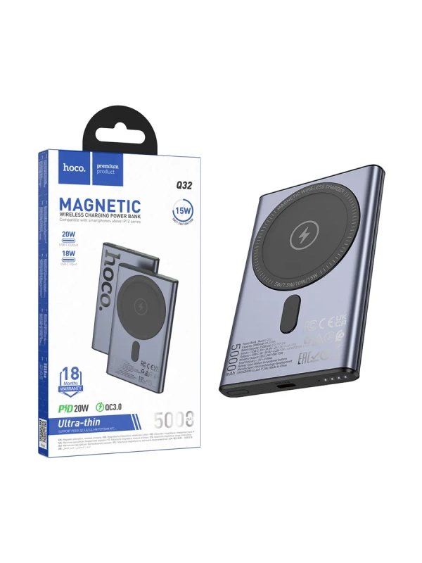 Быстрый тонкий Magsafe магнитный повербанк 5000 m*Ah Q32