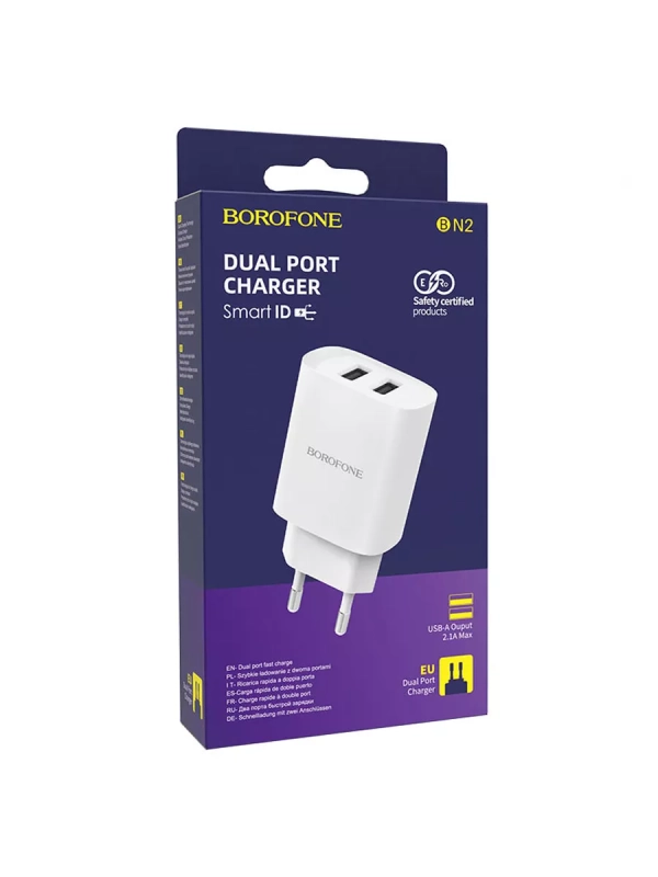 Сетевое зарядное устройство 2xUSB 2.1A 10W белый