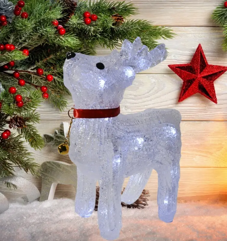 Новогодний светящийся светодиодный олень 25 см.