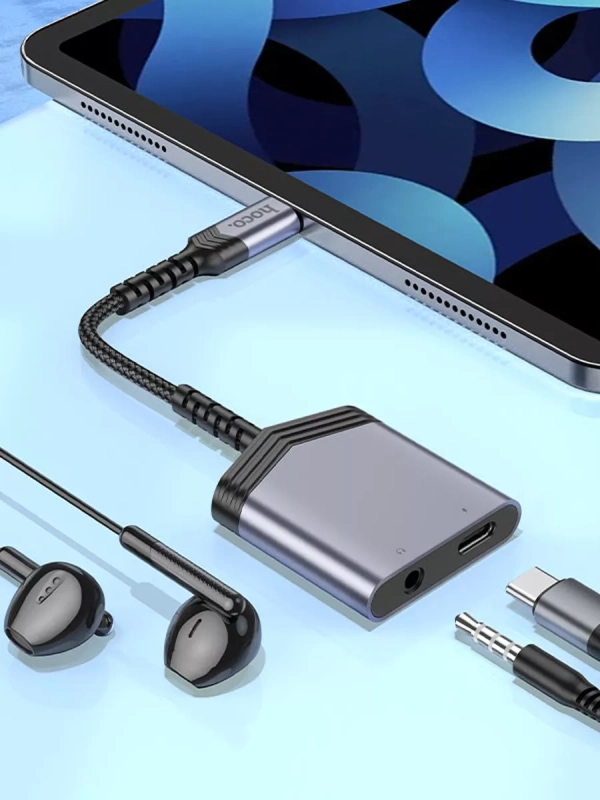 Переходник Hoco LS39 Type-C male to Type-C+3.5 female