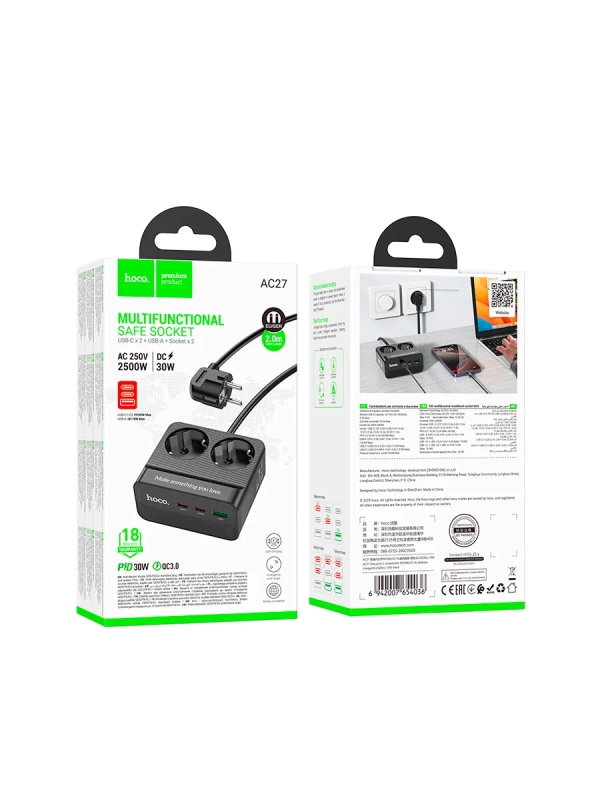 Мульти-функциональный сетевой фильтр с USB,зарядка 30W