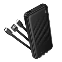 Тонкий повербанк с проводами 10000 BJ79 черный