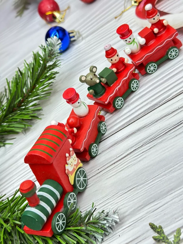 Новогодний паровозик 3 вагонч.20*5см