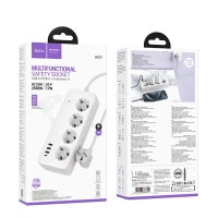 Сетевой фильтр на 4 розеток+3 USB+1 PD, 3м, AC21, HOCO