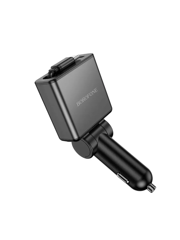Зарядное устройство в авто с выдвижным кабелем Type-C BZ33