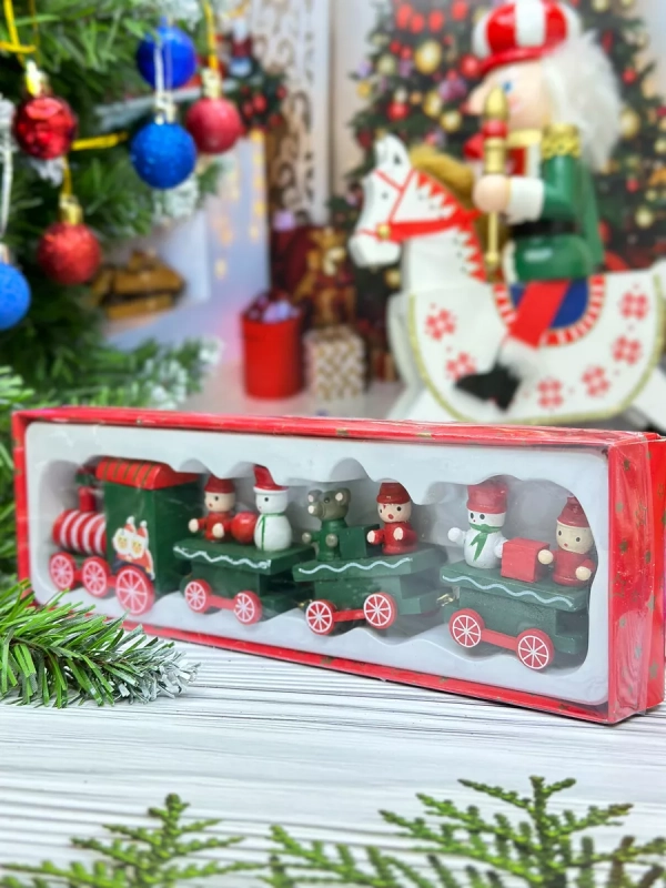 Новогодний паровозик 3 вагонч.20*5см