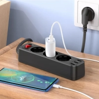 Сетевой фильтр Hoco NS2 Black 3 гнезда плюс 3USB