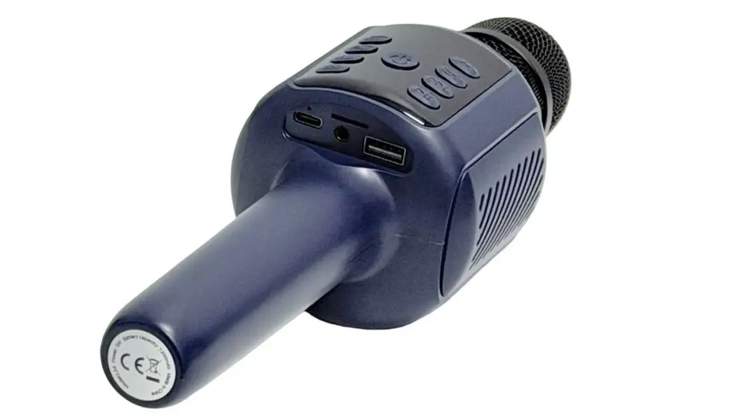 Караоке микрофон Hoco L24 Shine, беспроводной, Bluetooth 5.4, micro SD, USB, 1200 mAh, 5W, Синий