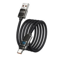 Кабель для быстрой зарядки, HOCO, 5A, 66W, Type-C- USB с дисплеем, черный, 1.2м