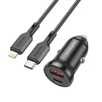 Автомобильное зарядное устройство АЗУ USB + Type-С + кабель Lightning Borofone BZ18A PD20W + QC3.0