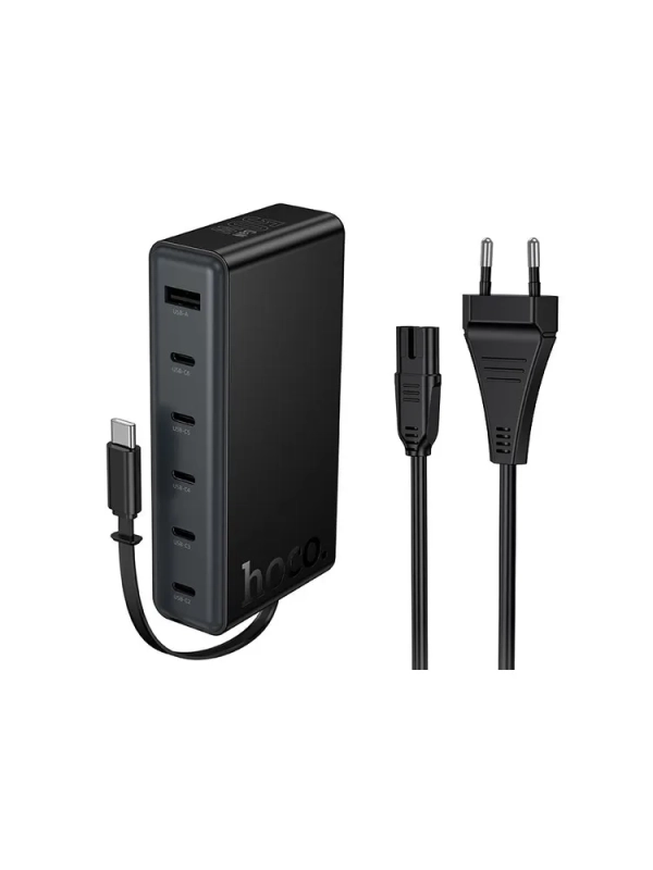 Сетевое зарядное устройство на 6 портов с кабелем рулеткой