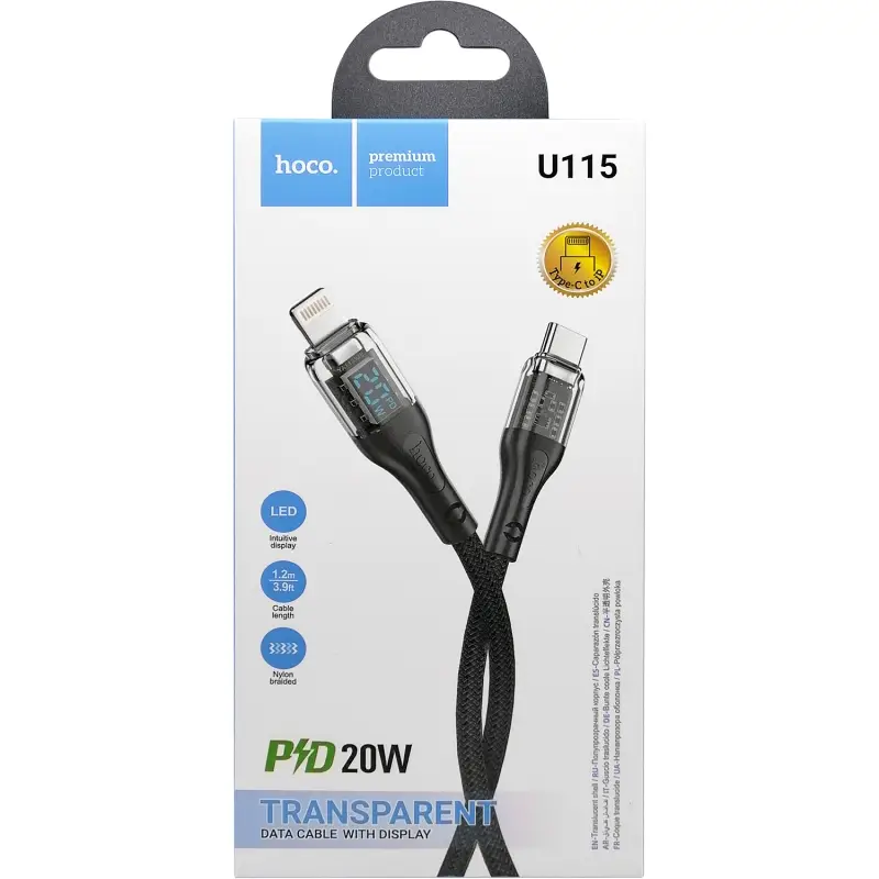 hoco Кабель для мобильных устройств Apple Lightning/USB Type-C, черный