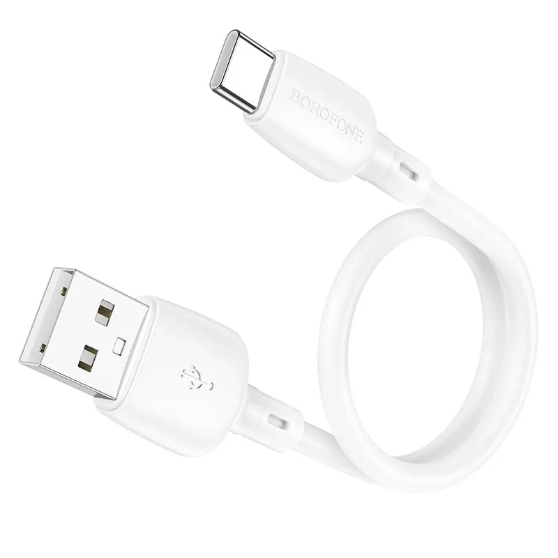 Короткий кабель USB - Type-C BOROFONE BX93 / 3A, 27W / белый