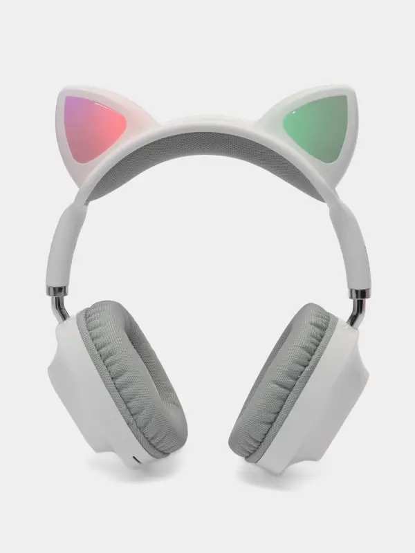 Наушники беспроводные полноразмерные светящиеся с ушками Hoco ESD13, белые