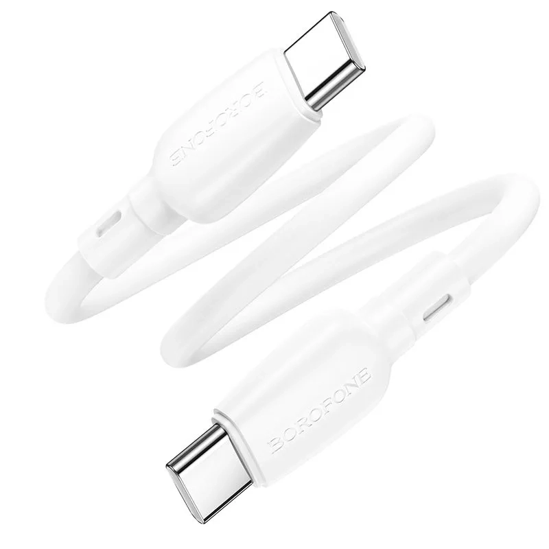 Короткий кабель Type-C - Type-C BOROFONE BX93 / 25см, 3A, 60W / белый