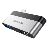 Адаптер переходник OTG BOROFONE DH2 Type-C to USB3.0 + HDMI (1 USB 3.0 + 1 HDMI)