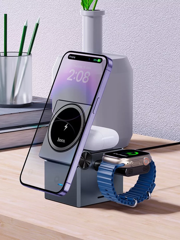Беспроводная зарядная станция HOCO CQ8 3 в 1