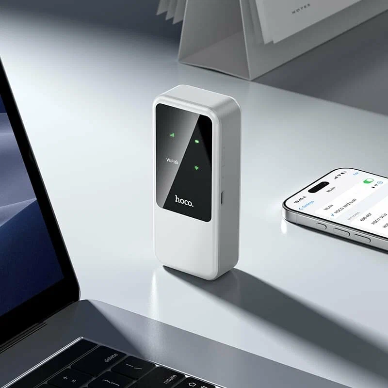 Роутер беспроводной Hoco HI42, 2.4 G, Wi-Fi 6, 150 Мбит/с, 2000 mAh