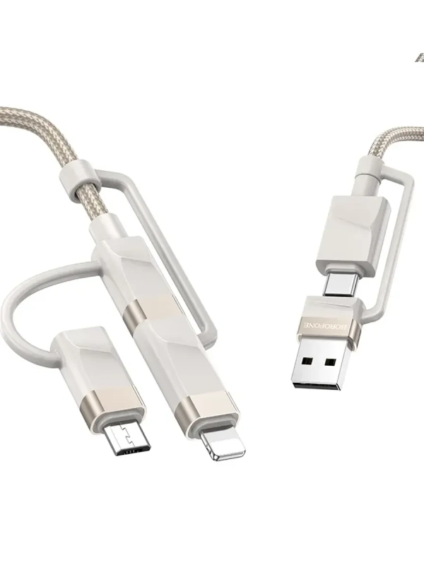 Кабель BU51 Type-C/USB-Type-C/Lightning/MicroUSB, 2м, серый