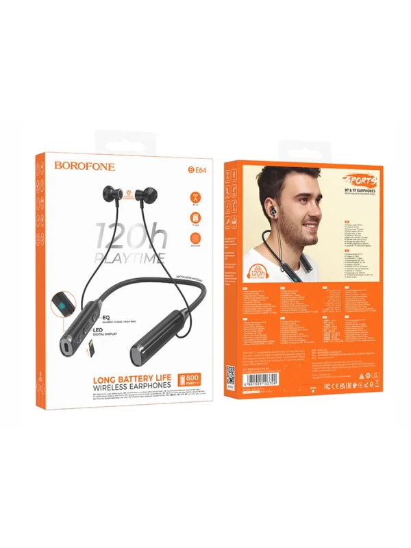 Беспроводные наушники BOROFONE BE64 Perfect neckband черный