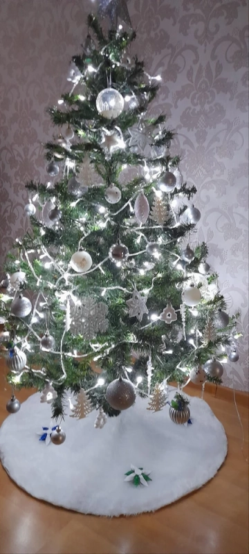 Меховой коврик юбка под елку новогоднюю