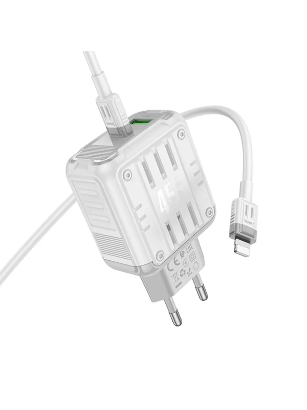 Сетевое зарядное устройство, 1 USB 3.0 QC+1 PD 45W (C136A)