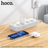 Сетевой фильтр на 4 розеток+3 USB+1 PD, 3м, AC21, HOCO