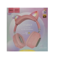 Наушники беспроводные полноразмерные светящиеся с ушками Hoco ESD13, розовые