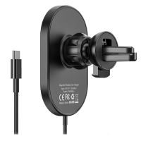 Автодержатель CA90 с беспроводной зарядкой HOCO черный