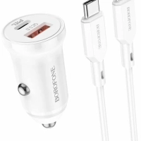 Зарядное устройство автомобильное USB + кабель Type-C - Type-C (PD20W+QC3.0, 3000mA) BOROFONE BZ18A