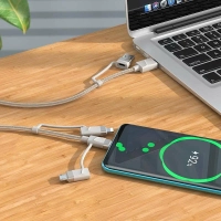 Кабель BU51 Type-C/USB-Type-C/Lightning/MicroUSB, 2м, серый