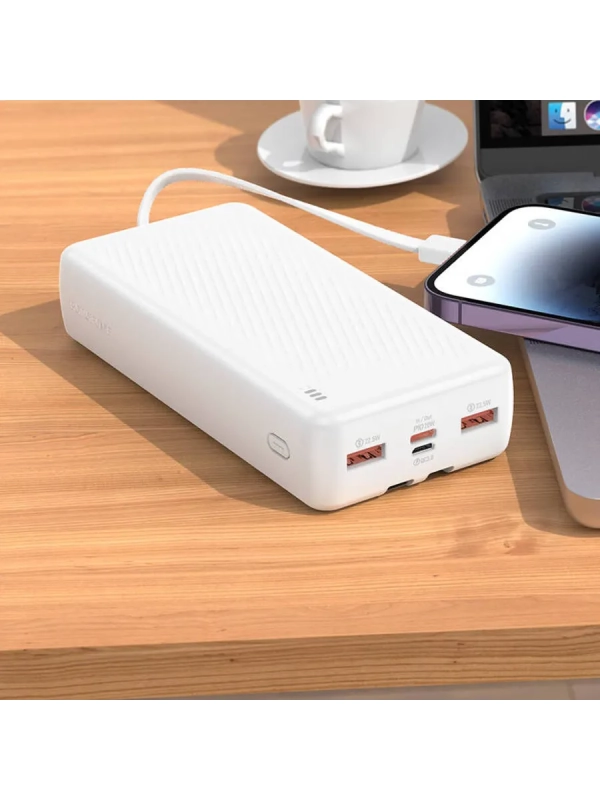 Повербанк 20000mAh, встроенные кабели Lightning и Type-C