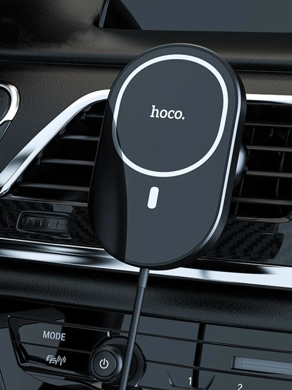 Автодержатель CA90 с беспроводной зарядкой HOCO черный