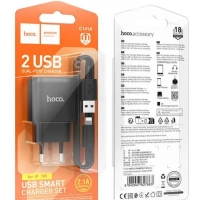 Сетевое зарядное устройство Hoco C141A с кабелем для iPhone