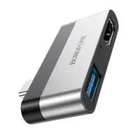 Адаптер переходник OTG BOROFONE DH2 Type-C to USB3.0 + HDMI (1 USB 3.0 + 1 HDMI)