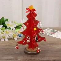 Елка деревянная настольная с игрушками, 23 см