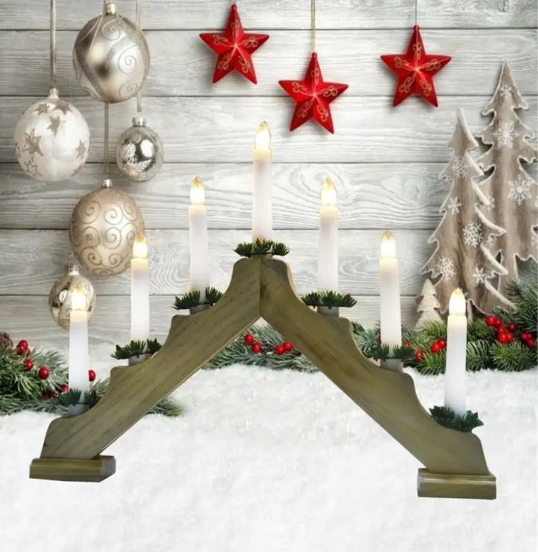Рождественская горка 7 свечей дерев.