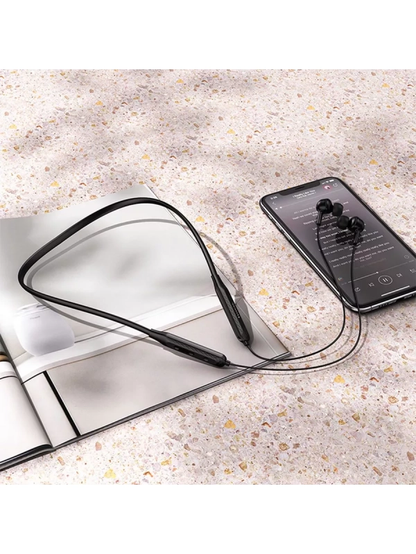 Наушники беспроводные с микрофоном, спорт, черные