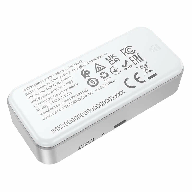 Роутер беспроводной Hoco HI42, 2.4 G, Wi-Fi 6, 150 Мбит/с, 2000 mAh