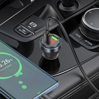 Автомобильное зарядное устройство, 1 USB QC3.0 18W, 1 PD 30W с дисплеем