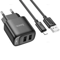 Сетевое зарядное устройство Hoco C141A с кабелем для iPhone