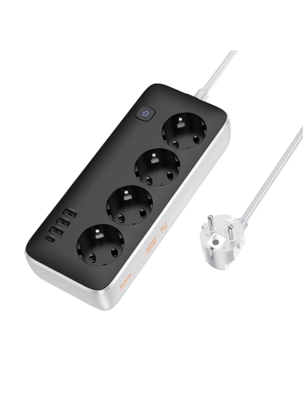 Сетевой фильтр на 4 розеток+3 USB+1 PD, 3м, AC21, HOCO